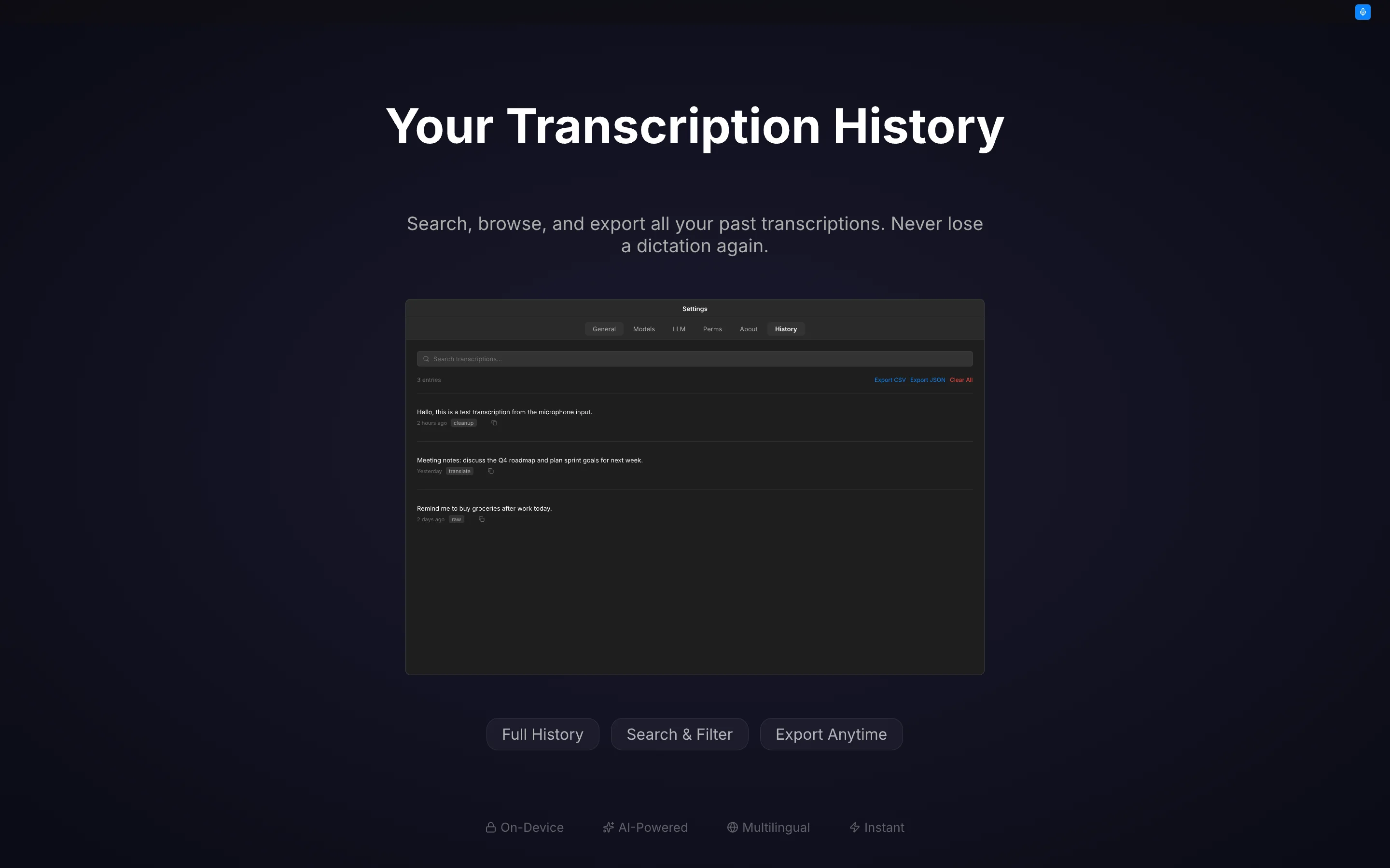 Your Transcription History